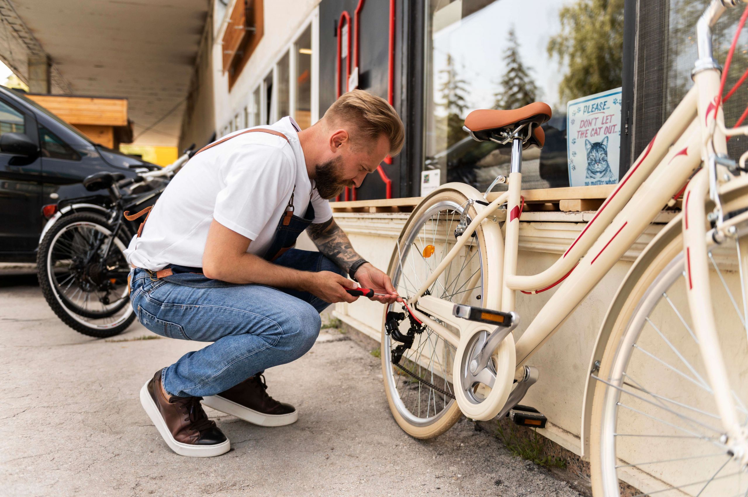 close-up-young-man-working-bike