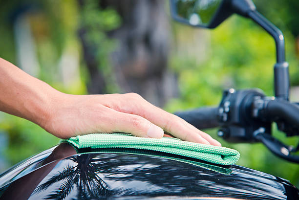 Cleanning motorcycle.